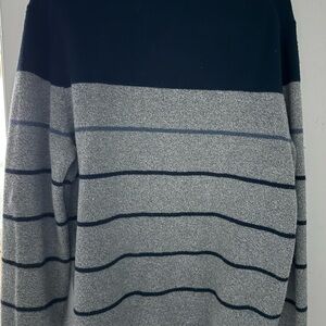 Banana Republic Black and Gray Striped Crewneck Sweater
